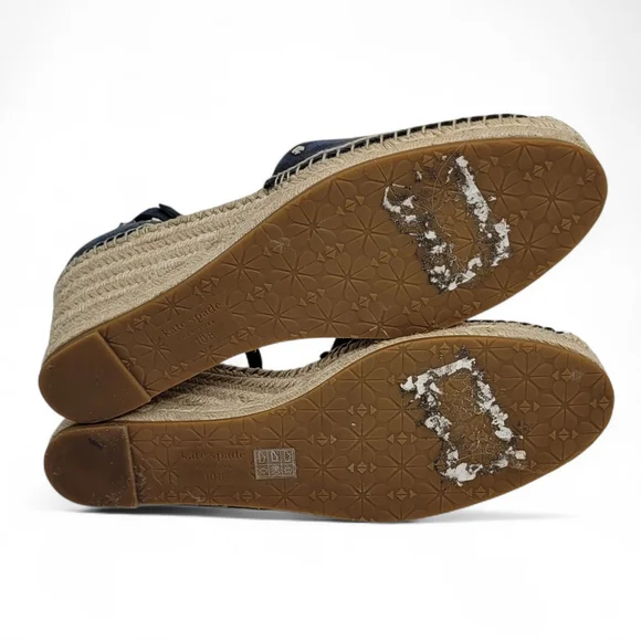 Kate Spade Polly Suede Espadrille Wedge Sandals 10B Dark Blue - Picture 11 of 12